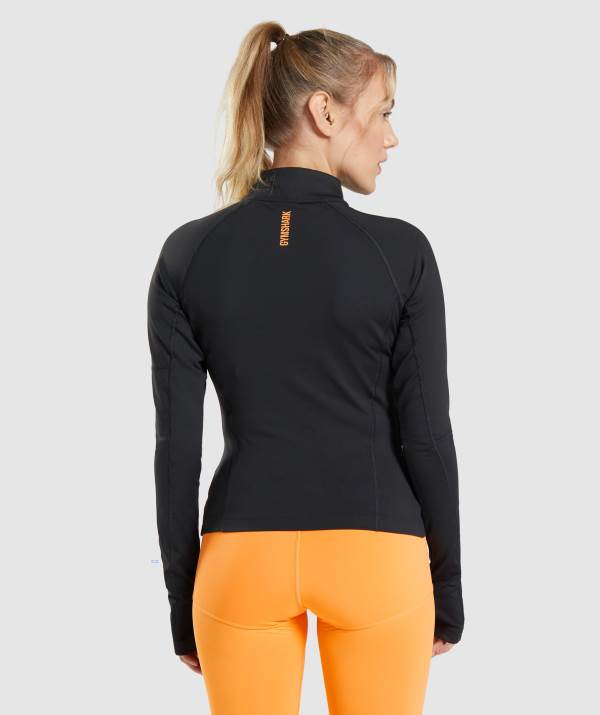 Damske Pulovre Gymshark Pulse 1/4 Zip Čierne | RE5813976